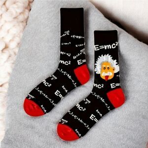 NEW Einstein Cartoon Math Socks Unisex Genius Novelty E=mc2 Physics Geeky Gifts